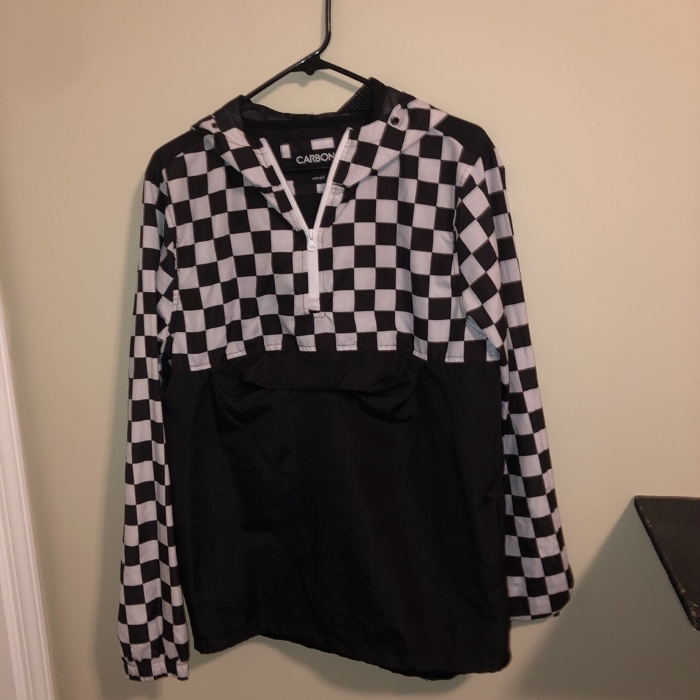 Carbon Black and White Checkered Windbreaker